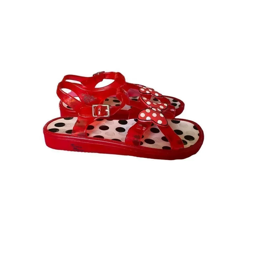 Disney Minnie, mouse, jelly, red and white open toed sandals, size 1